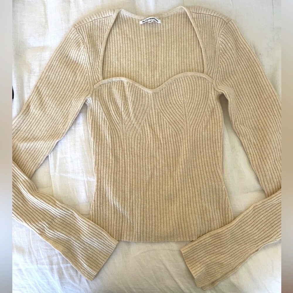 Reformation Cashmere Sweetheart Ivory Sweater